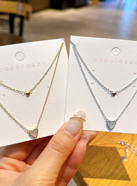 双层项链白贝母女爱心叠戴