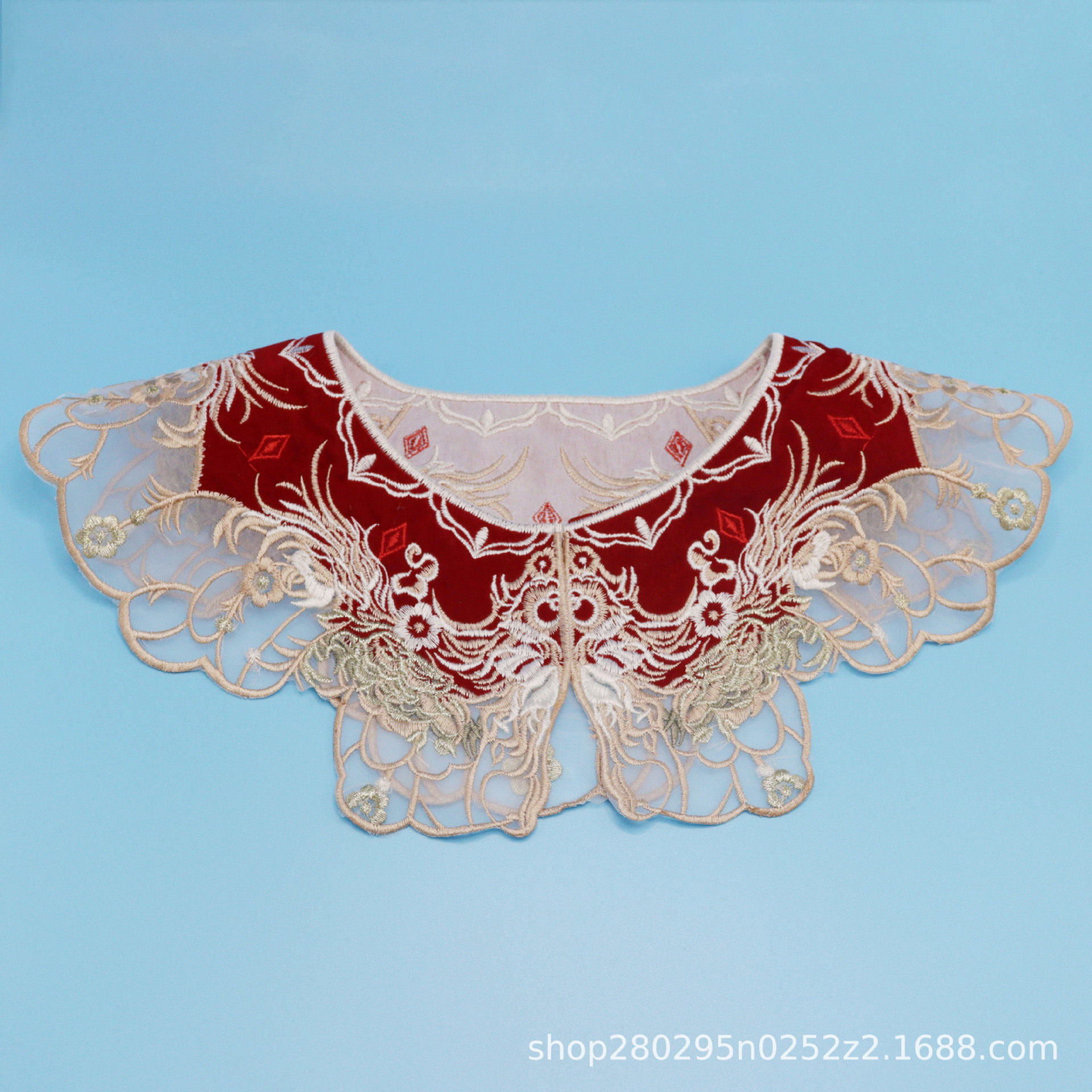 金边图腾刺绣云肩红丝绒假领立体绣花儿童汉服领花辅料手工刺绣,女装/女士精品,毛呢外套,淘宝优惠券,粉丝福利购,淘宝优惠卷