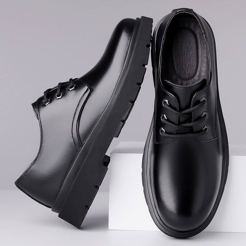 男鞋新款休闲透气厚底德比结婚黑鞋6688英伦春秋款正装男款马丁靴
