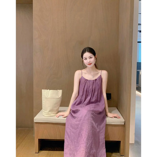 长裙 时尚 高级感吊带裙女2025夏天新款 气质浪漫无袖 连衣裙极简法式