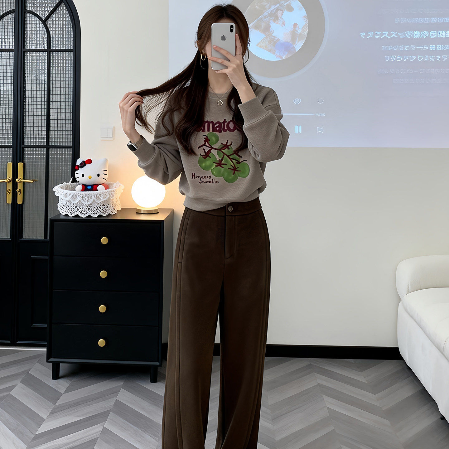 网红炸街运动休闲套装女2026春秋新款小个子灰色卫衣阔腿裤两件套