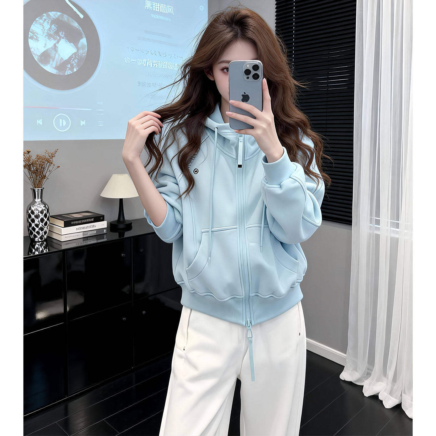 粉色连帽卫衣女春秋2026年新款高级感宽松休闲显瘦小个子开衫外套