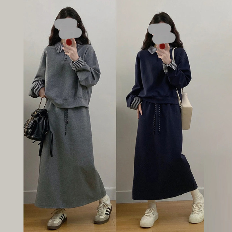 韩里韩气休闲运动套装女春秋季新款时髦气质显瘦卫衣半身裙两件套