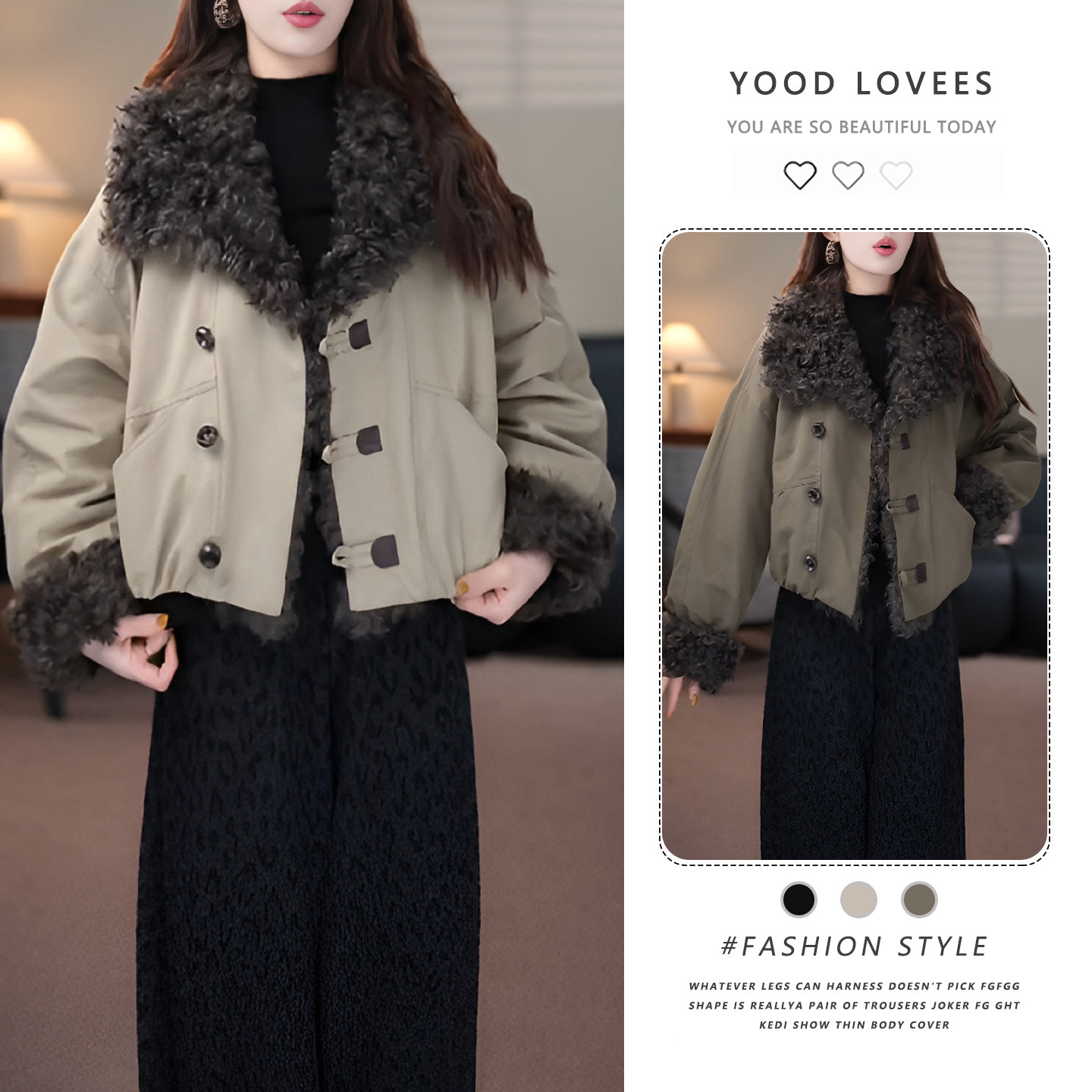 2026秋冬新款小个子百搭撞色拼接毛领保暖外套女洋气保暖时尚棉服