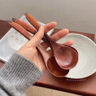 一家小店 用着顺手 木器的温暖 手作缠线 圆乎乎弯弯吃饭勺 木勺