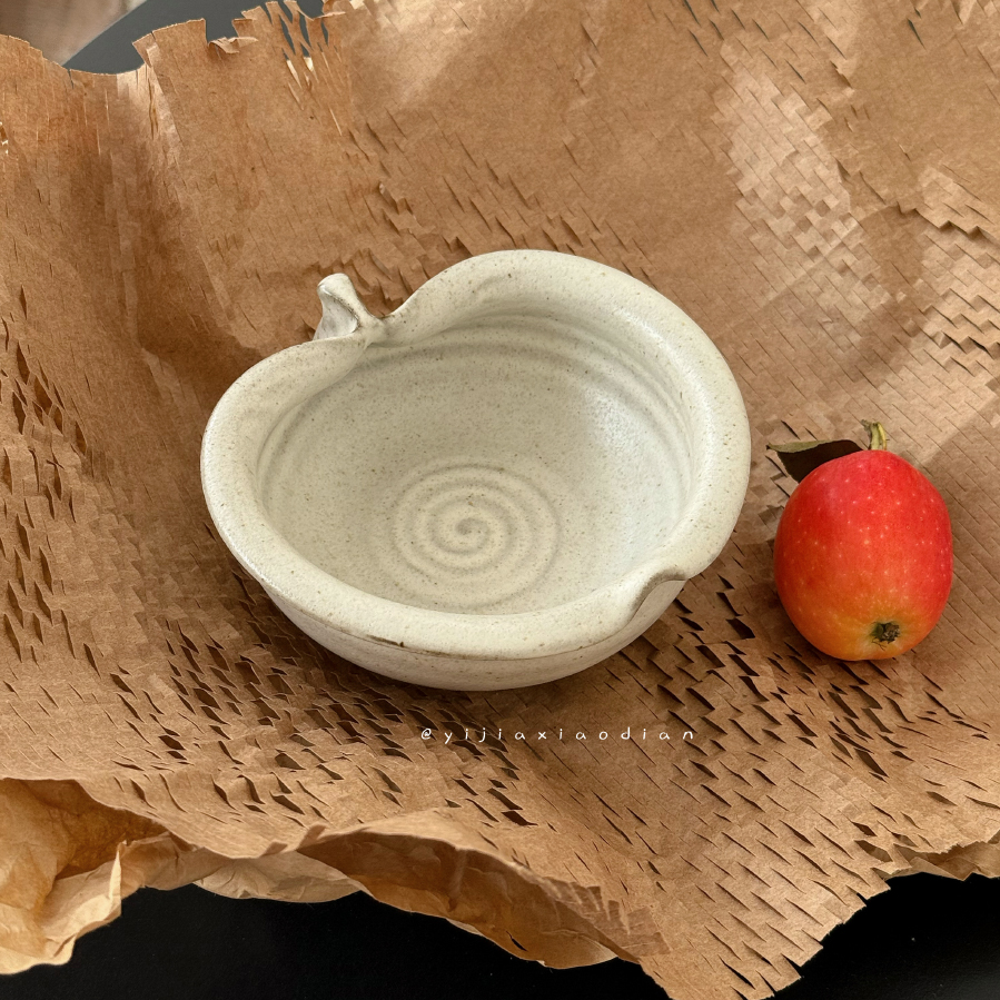 一家小店 小众手作 诧寂风粉引苹果碗饭碗抹茶碗 粗陶碗可送礼