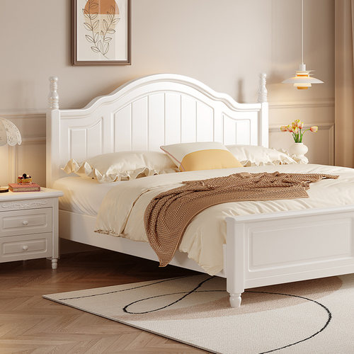 馨佰利实木床1米8奶油风双人床