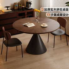 政府补贴馨佰利中古风实木圆形餐桌家用小户型吃饭桌复古沙漏圆桌