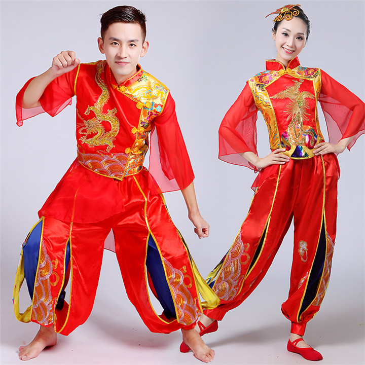 新款腰鼓队服装秧歌服表演服中国风民族舞蹈男女打鼓舞蹈服演出服