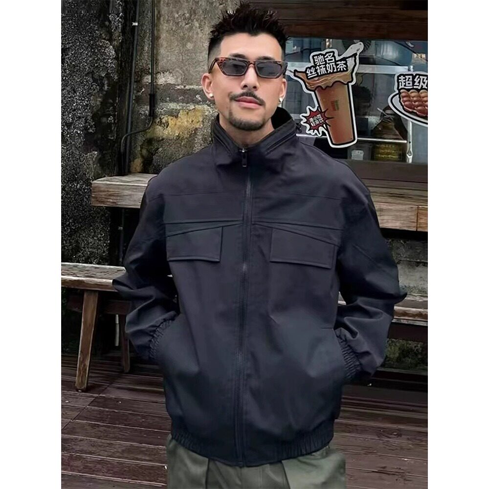 【网3】25灰色立领飞行员夹克男秋季新款A079-JK04-P61，男装夹克，电商A079