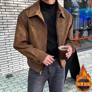 【网14】短款宽松翻领加绒拉链A079-JK33-常规58加绒68图片