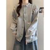 [004]可爱小狗刺绣圆领棒球服外套情侣开衫卫衣A079-W2052-P54，女装短外套，电商A079