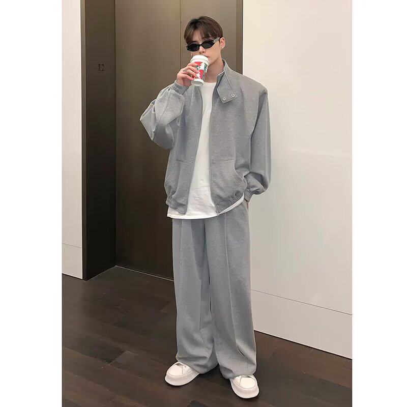 【网6】立领垫肩卫衣外套男运动长裤套装A079-106-P85,男装休闲套装,电商A079