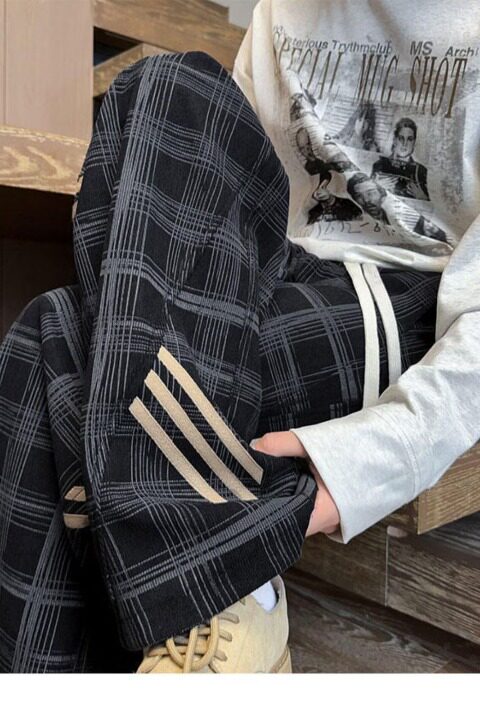 【190】2025三条杠男休闲裤主图格子裤A079-C334-P40,男装休闲裤,电商A079