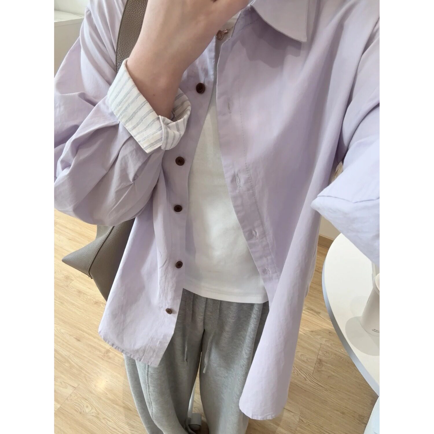 [006]紫色拼接条纹衬衫外薄款套外搭防晒开衫衬衣A079-C2598-P35，男装防晒衣，电商A079