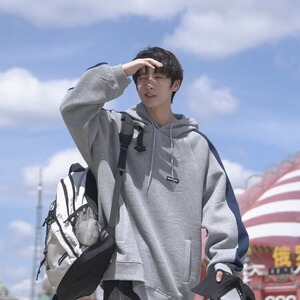 【网图4】新款男连帽套头卫衣拼色宽松百搭A079-5008-P46图片