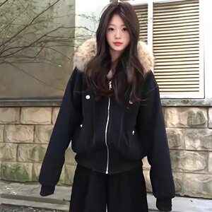 【57】5座山雕加厚棉服男女宽松解构毛领外套A079-HT266加绒P108图片