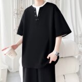 [003]假两件半袖夏撞色拼接体恤潮牌圆领短袖T恤男A079-S231-P28，男装T恤，电商A079