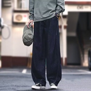 [008]阔腿弯刀裤情侣秋冬款百搭宽松休闲牛仔裤A079-B109-P47图片