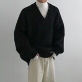 【网32】V领毛衣潮男秋冬新款宽松百搭针织打底衫A079-2309-P49，男装T恤，电商A079
