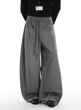 【288】灰色休闲裤秋冬新款直筒百搭拖地糯米裤A079-K115-P37