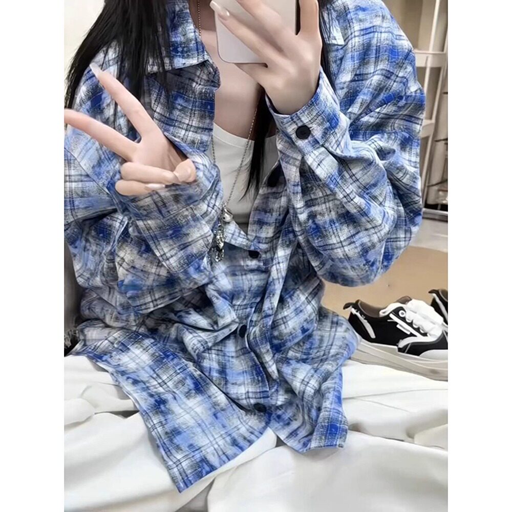 【网图有货11】蓝色格子长袖衬衫男秋季A079-C38-P33,男装衬衫,电商A079