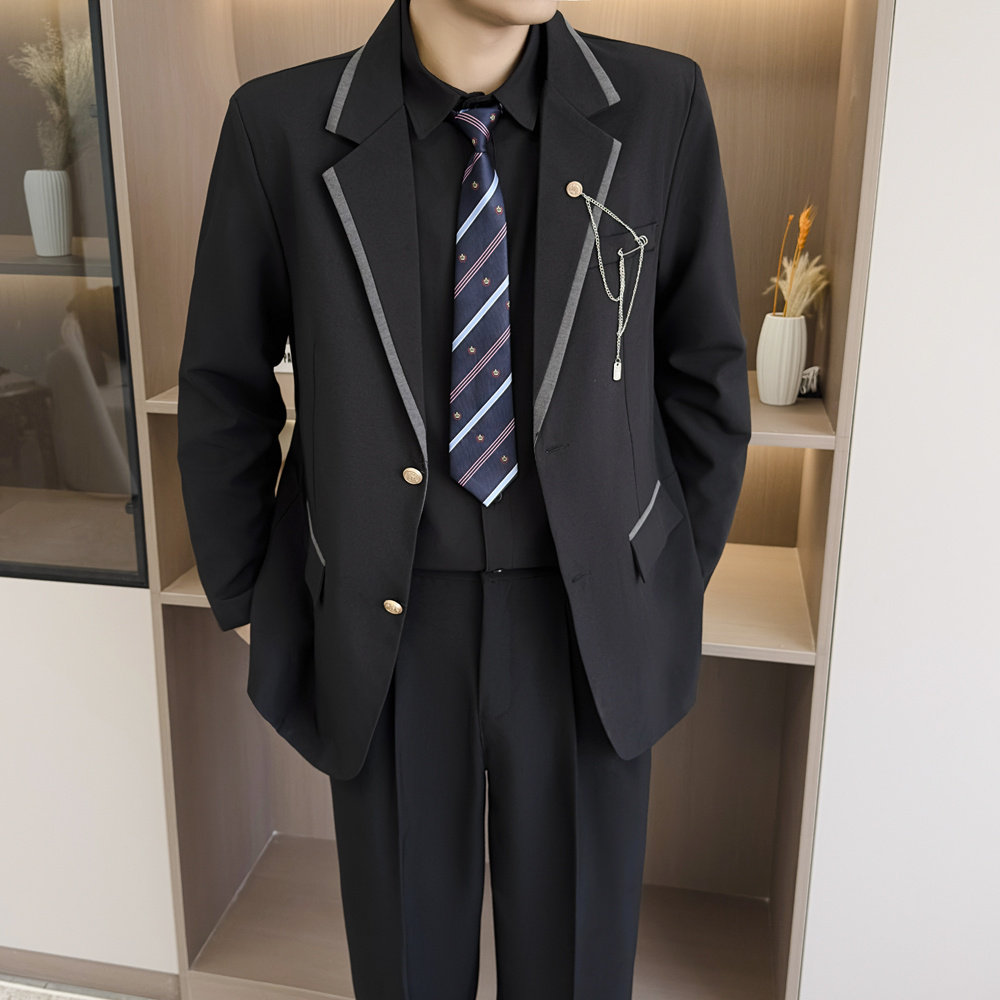 [007]制服西装男学院风徽章高校毕业照班服jk西服A079-JK40-P57，男装西服套装，电商A079