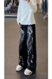 【251】涂鸦印花牛仔裤男款阔腿宽松嘻哈阔腿长裤A079-K99111-P46，男装牛仔裤，电商A079