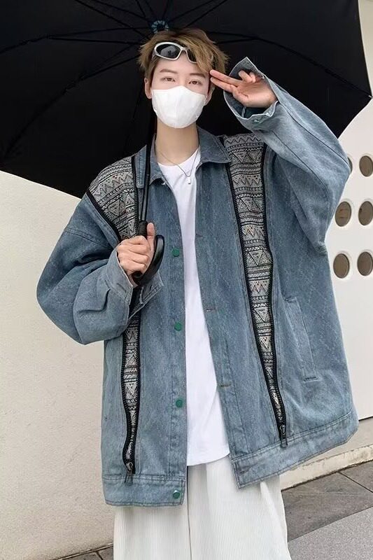 【网83】色贴布口袋拉链牛仔外套男A079-Y8091-P39,男装工装外套,电商A079