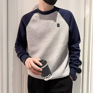 【001】新5款圆领男士长袖宽松上衣T恤加绒拼色外套A079-A133-P35图片