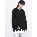 【7】25破坏感毛衣男女秋冬季慵懒风半拉链针织衫A079-9809-P58，男装针织衫/毛衣，电商A079