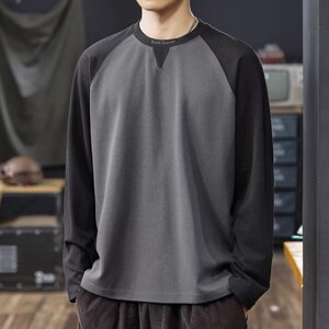 【189】运动长袖宽松卫衣男士拼色套头衫A079-T387-P35图片