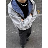 【217】5双面穿蓝格纹内里夹克潮流简约原宿A079-WY8006-P56，男装夹克，电商A079