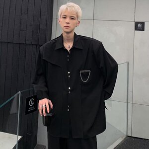 【23】情侣款纯色立领廓形长袖衬衣A079-CS0199-P36图片