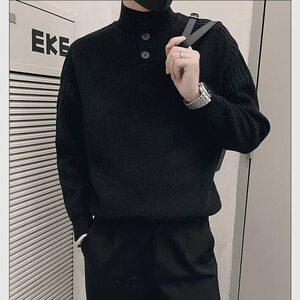 【201】宽松时尚排扣高领休闲打底针织衫A079-MY3488-P63,男装T恤,电商A079