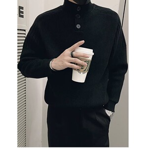 【201】25宽松时尚排扣高领休闲打底针织衫A079-MY3488-P63图片