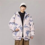 棉服男秋冬季印花小熊外套男潮牌宽松情侣装棉衣A079-4566-P75，男装棉衣，电商A079