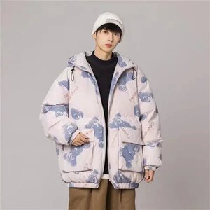 棉服男秋冬季印花小熊外套男潮牌宽松情侣装棉衣A079-4566-P75图片