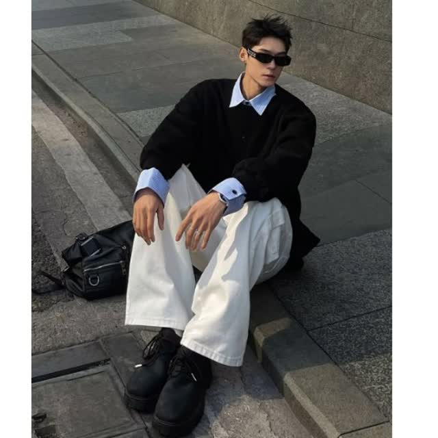 【51】5假两件格纹拼接衬衫领长袖T恤男款A079-C13加绒--P49,男装T恤,电商A079