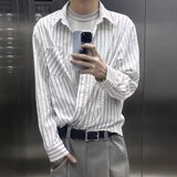 【65】竖条纹衬衫男宽松休闲长袖衬衣潮A079-CS591-P39，男装衬衫，电商A079