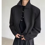 【网95】黑色短款夹克外套男春秋款A079-XZ412-P64，男装夹克，电商A079