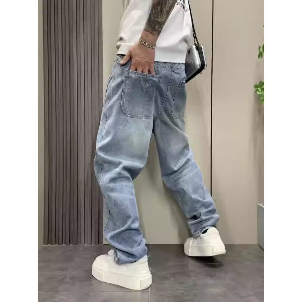 【279】水洗牛仔裤2025春季潮流宽松直筒休闲长裤A079-K8810-P49,男装牛仔裤,电商A079