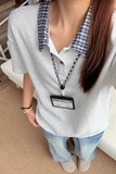 [003]假两件格子拼接POLO衫短袖男款夏季正肩t恤A079-T0014-P30，男装T恤，电商A079