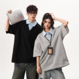 [003假两件拼接polo领短袖男宽松衬衫百搭情侣A079-D915-P33，男装T恤，电商A079