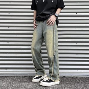 【7】牛仔裤男冬季直筒oversize阔腿裤A079-C611-P30图片