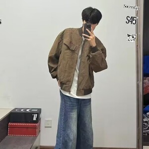 【136】工装夹克男装短款背后铆钉灯芯绒棒球领A079-J83-P65图片