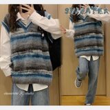 【网59】25条纹无袖针织衫马甲男女V领毛衣背心A079-789-P45，男装背心/马甲，电商A079