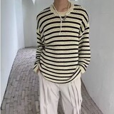【146】镂空条纹针织衫圆领长袖软糯舒适毛衣A079-594-P29，男装针织衫/毛衣，电商A079