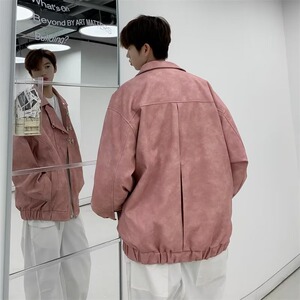 【网118翻领皮衣夹克男女潮牌宽松百搭情侣外套A079-921-P79图片