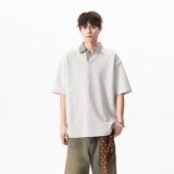 [012]假两件高质格纹翻领POLO衫男宽松上衣潮流A079-S243-P30，男装Polo衫，电商A079